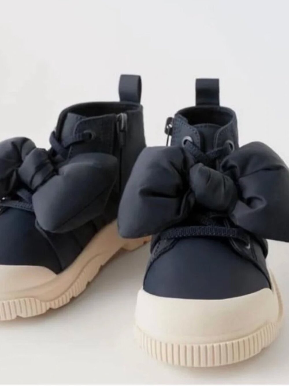 Zara Girls Bow High-Top Sneakers Boots Navy | Size 5.5 Toddler